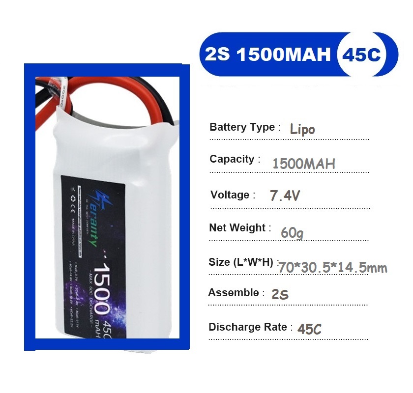 2PCS 7.4V Lipo 2S Battery 1500 - огляд і ціна Rc And Hobby