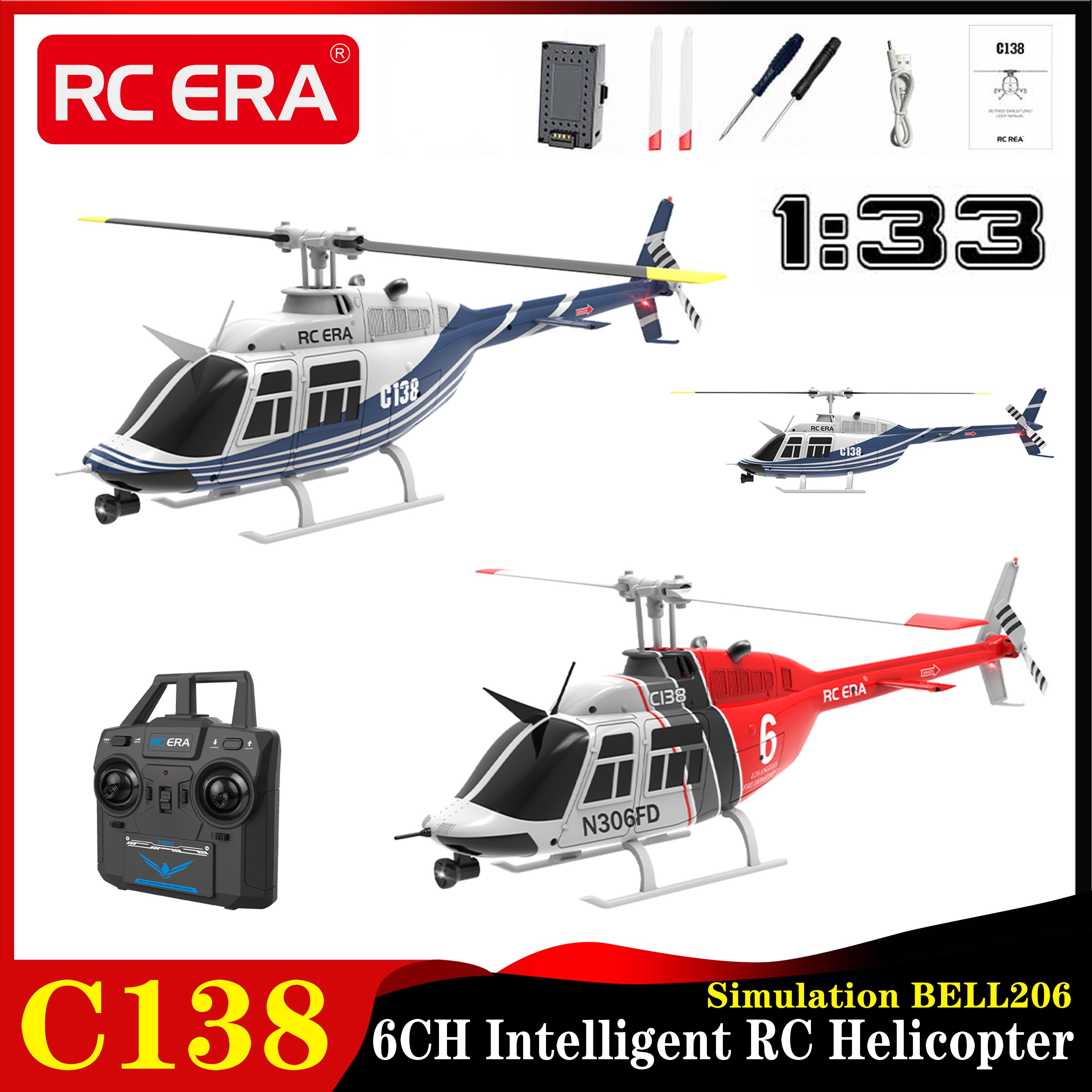 RC ERA C138 1:33 Bell 206 RC H - огляд і ціна Rc Hobby Grade Helicopter
